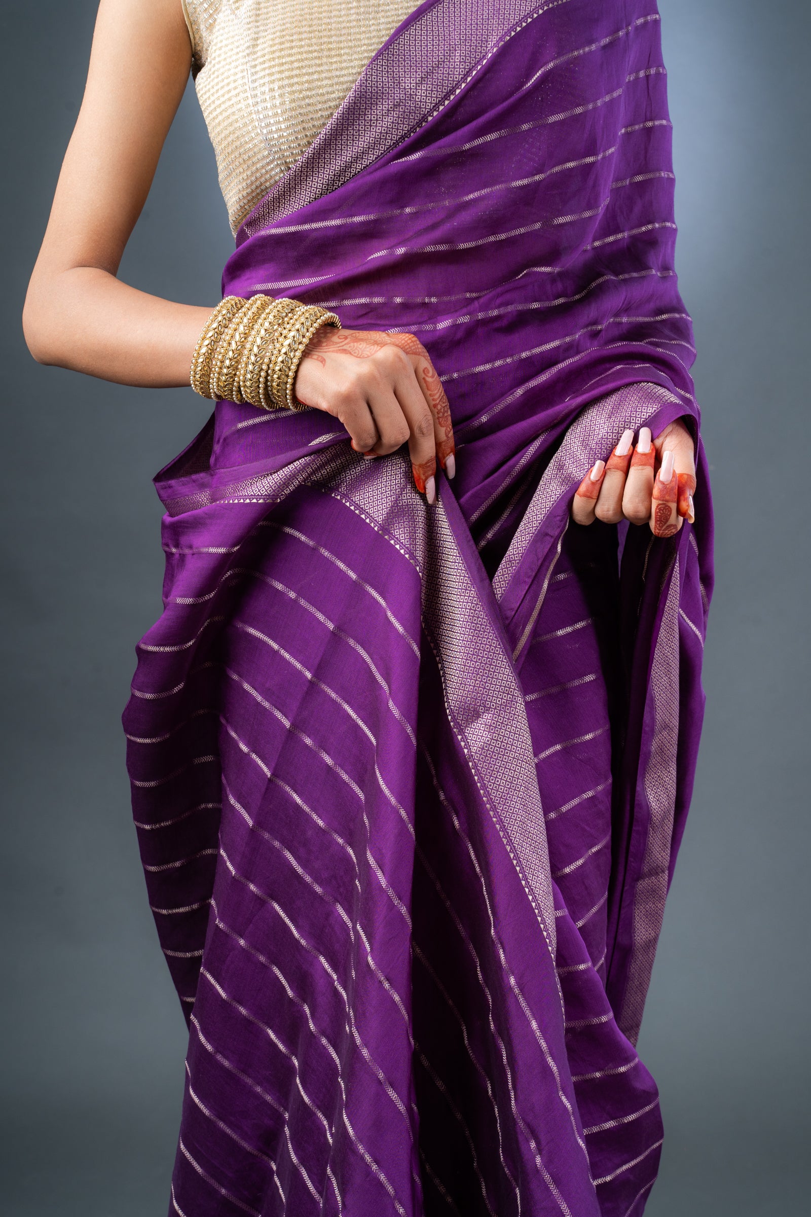 Ethereal Purple Assam Silk Saree