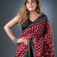 Timeless Maroon and Black Maheshwari Silk Saree