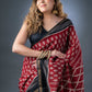 Timeless Maroon and Black Maheshwari Silk Saree