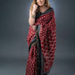 Timeless Maroon and Black Maheshwari Silk Saree
