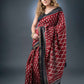 Timeless Maroon and Black Maheshwari Silk Saree