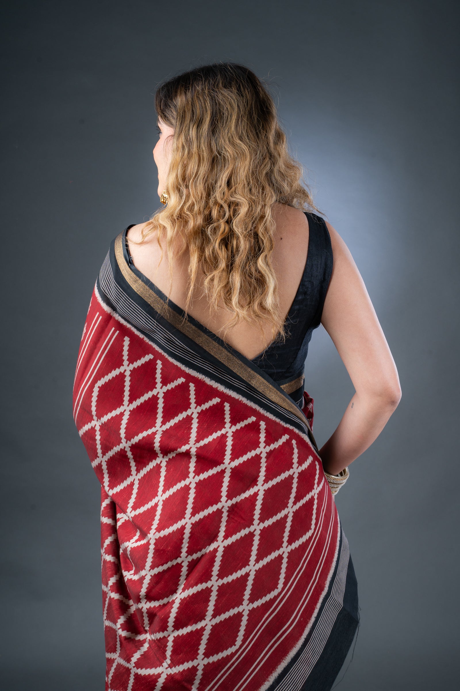 Timeless Maroon and Black Maheshwari Silk Saree