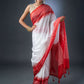 Bright Elegance White and Red Chanderi Cotton Saree