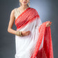 Bright Elegance White and Red Chanderi Cotton Saree