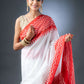 Bright Elegance White and Red Chanderi Cotton Saree