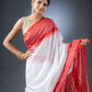 Bright Elegance White and Red Chanderi Cotton Saree