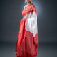 Bright Elegance White and Red Chanderi Cotton Saree