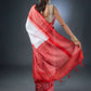 Bright Elegance White and Red Chanderi Cotton Saree