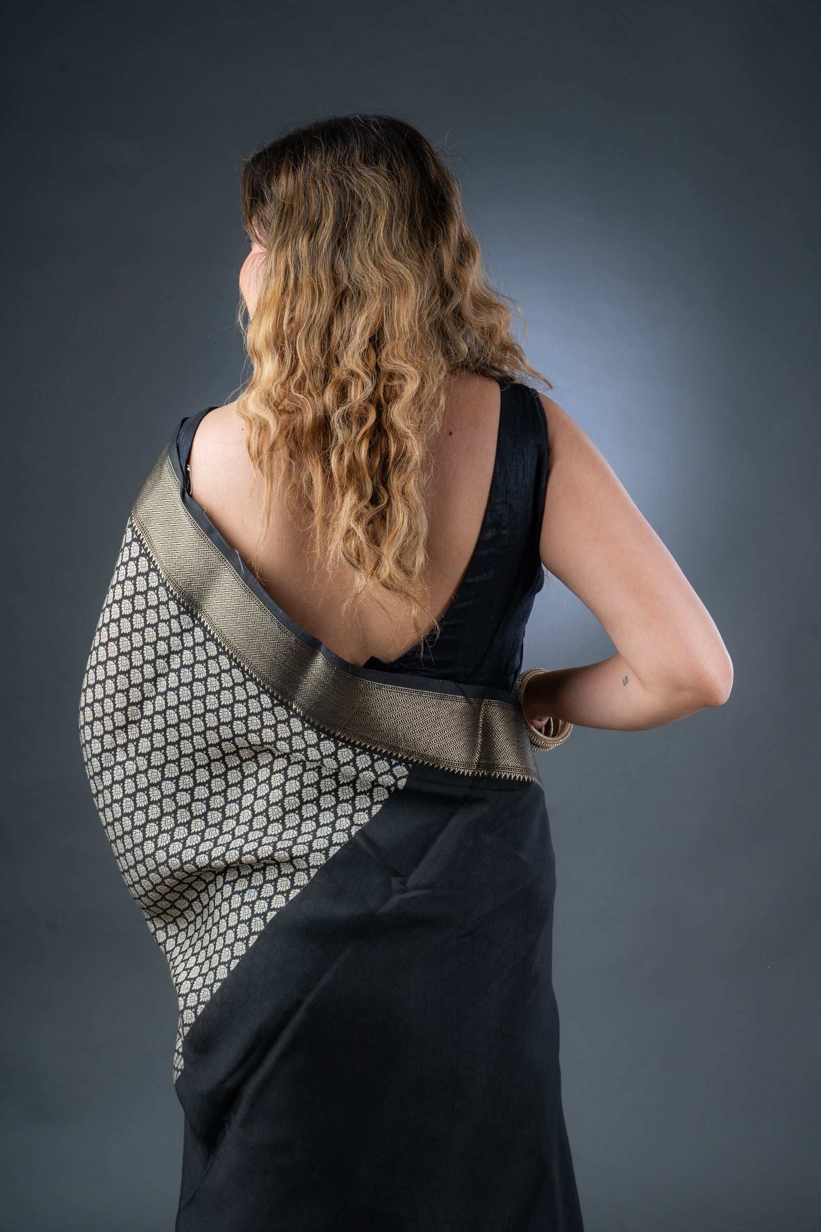 Timeless Black Assam Silk Saree