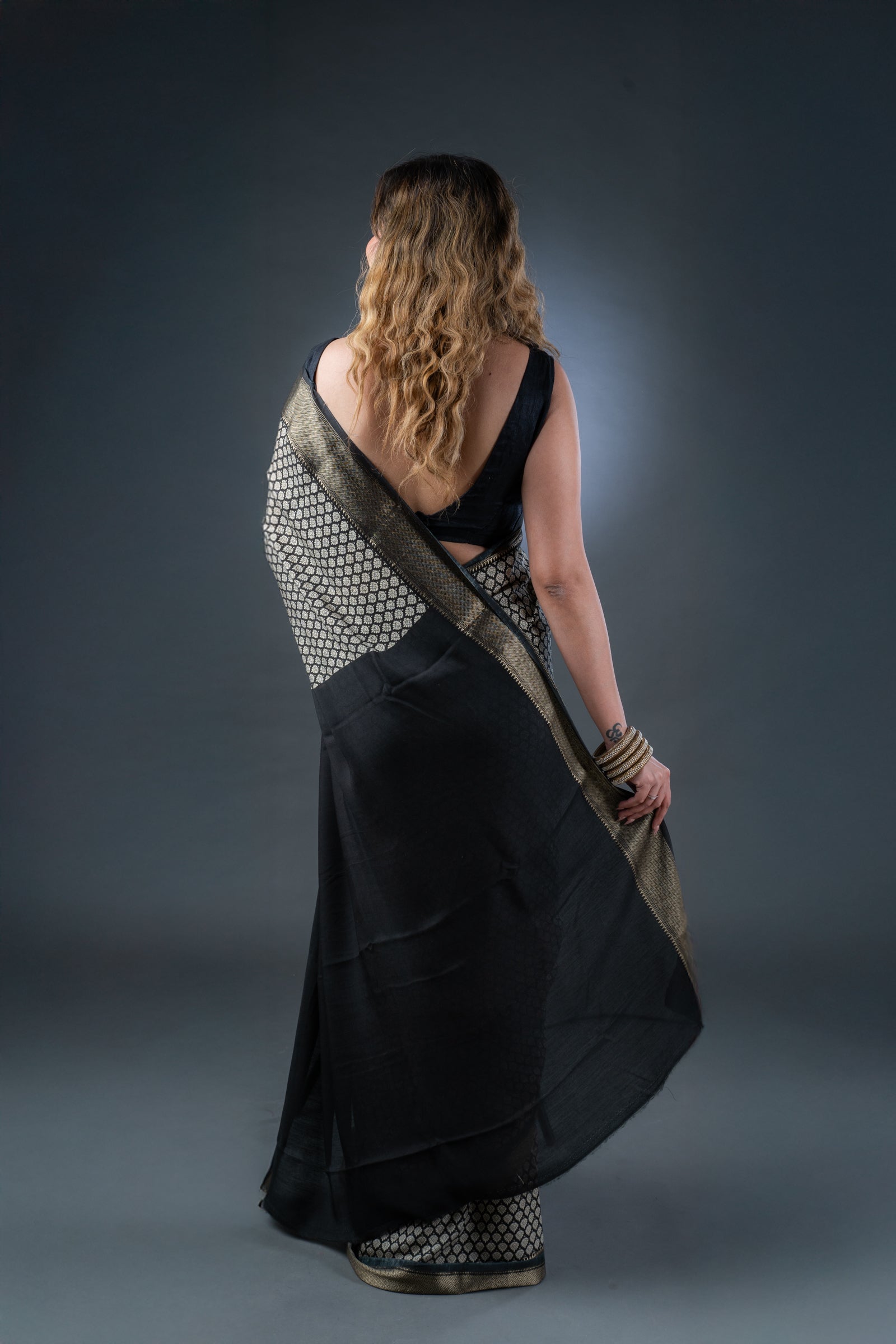 Timeless Black Assam Silk Saree