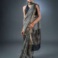 Elegant Black Block Print Assam Silk Saree