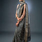 Elegant Black Block Print Assam Silk Saree