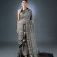 Elegant Black Block Print Assam Silk Saree