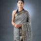 Elegant Black Block Print Assam Silk Saree