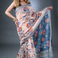Peach Bliss Linen Cotton Printed Saree