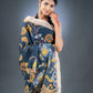 Midnight Bloom Black Linen Cotton Printed Saree