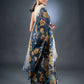 Midnight Bloom Black Linen Cotton Printed Saree