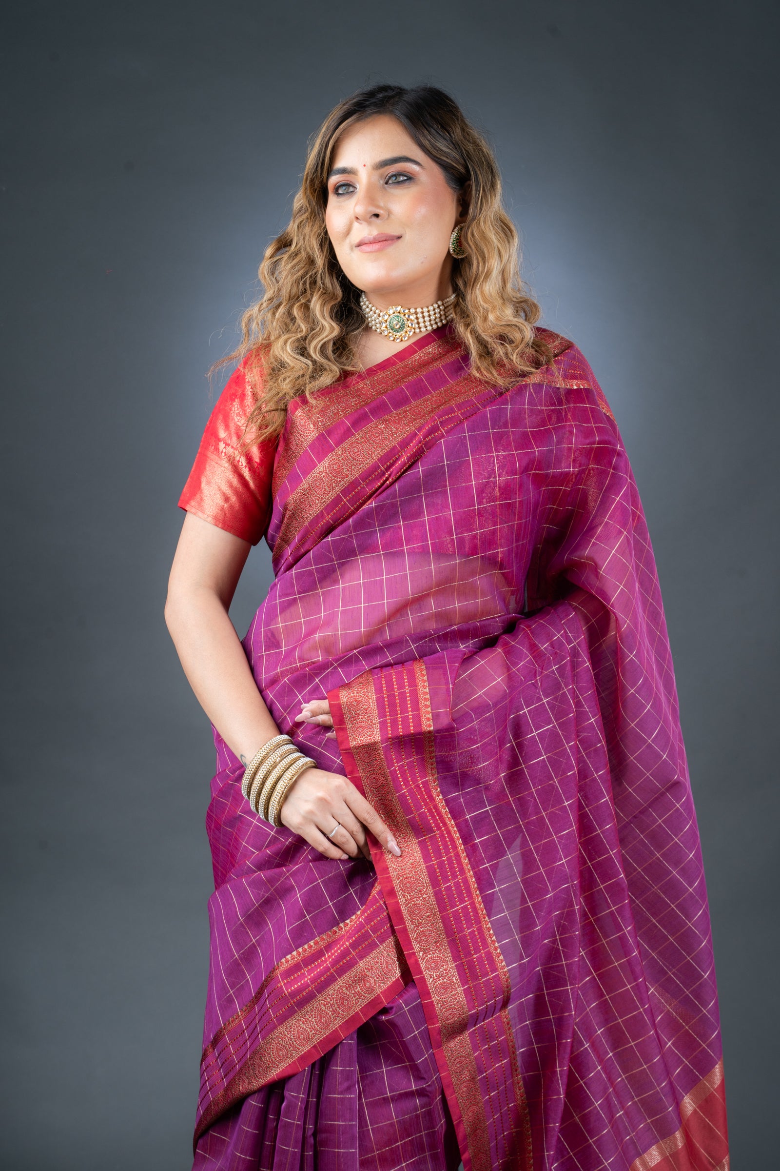 Regal Purple Chanderi Cotton Saree