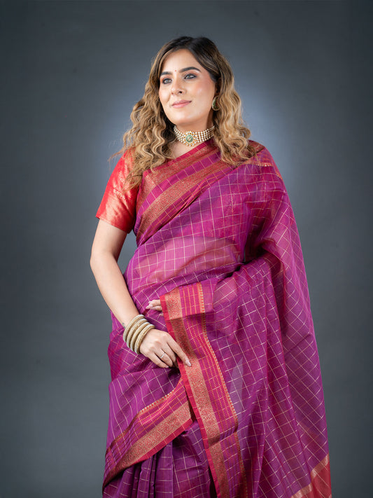 Regal Purple Chanderi Cotton Saree