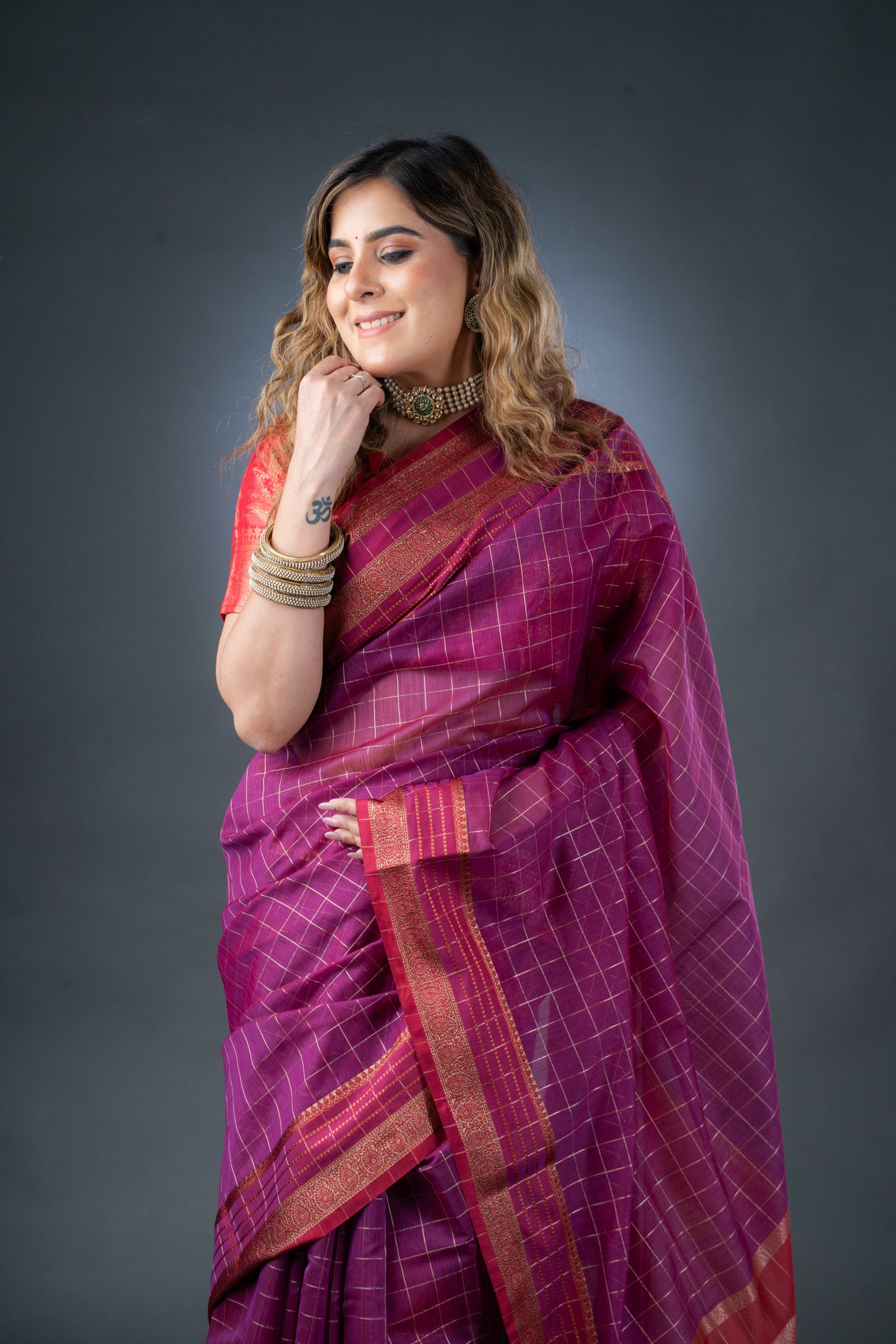 Regal Purple Chanderi Cotton Saree