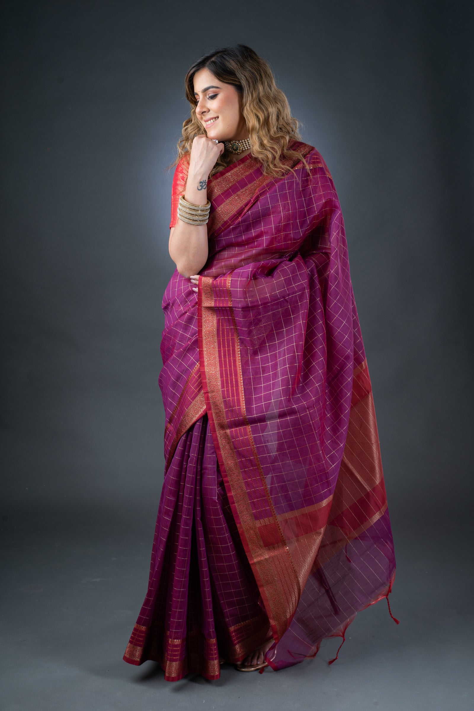 Regal Purple Chanderi Cotton Saree