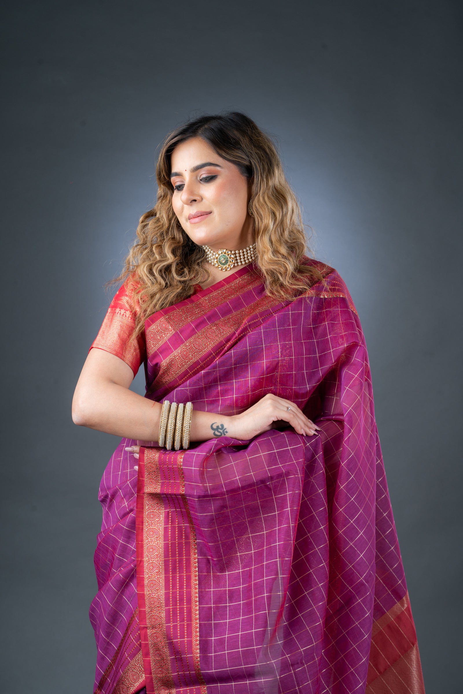 Regal Purple Chanderi Cotton Saree