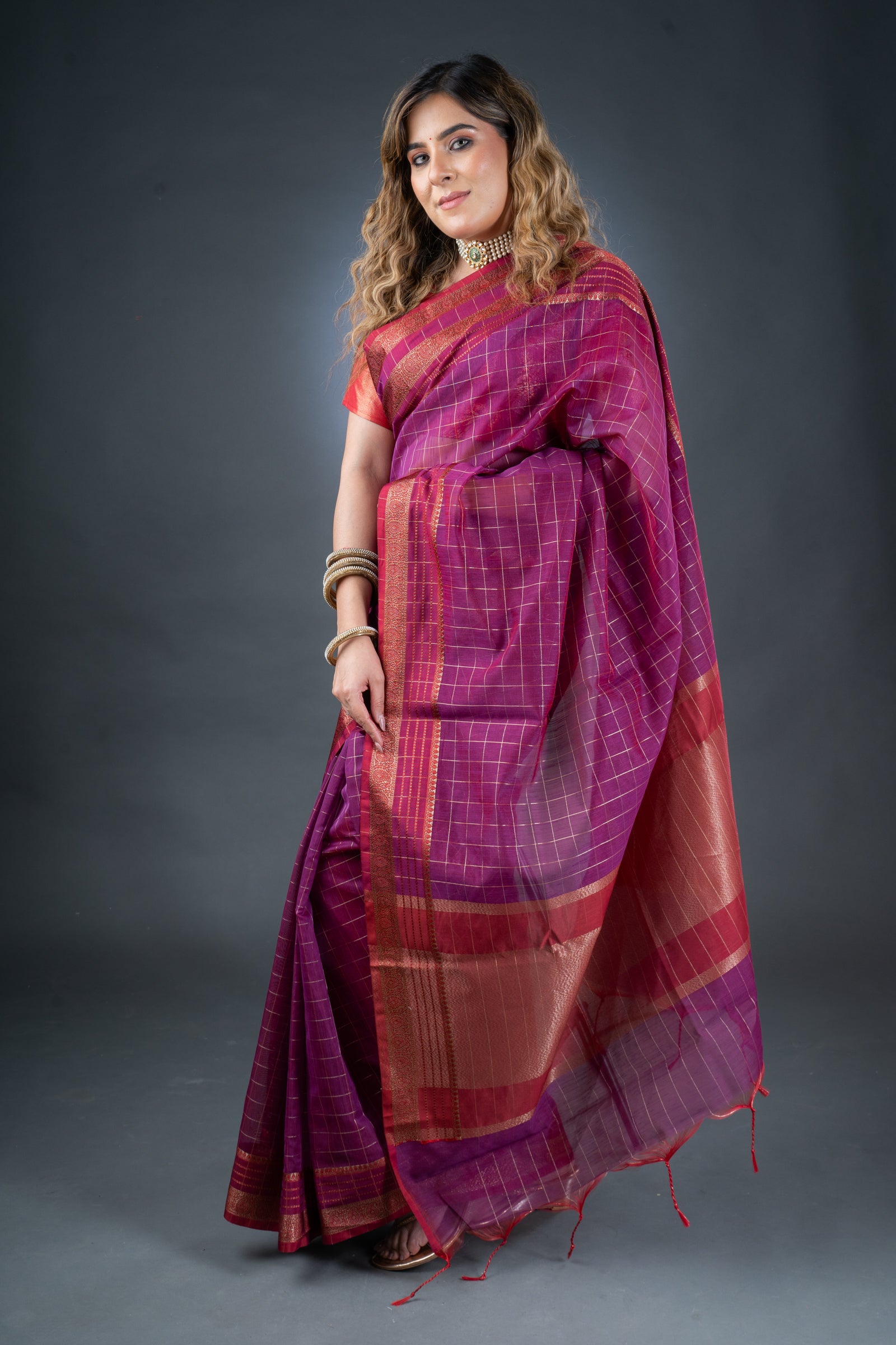 Regal Purple Chanderi Cotton Saree