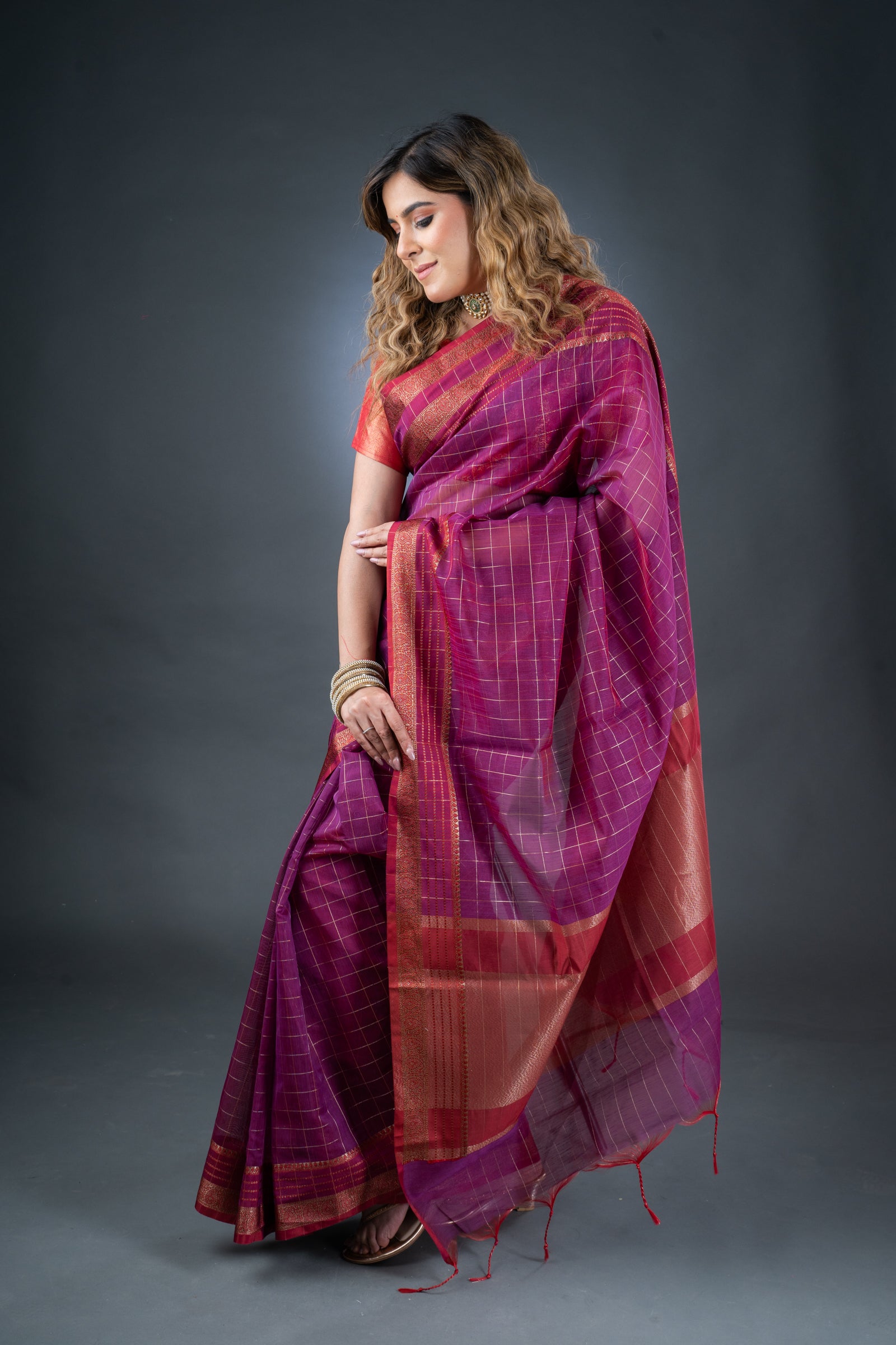 Regal Purple Chanderi Cotton Saree