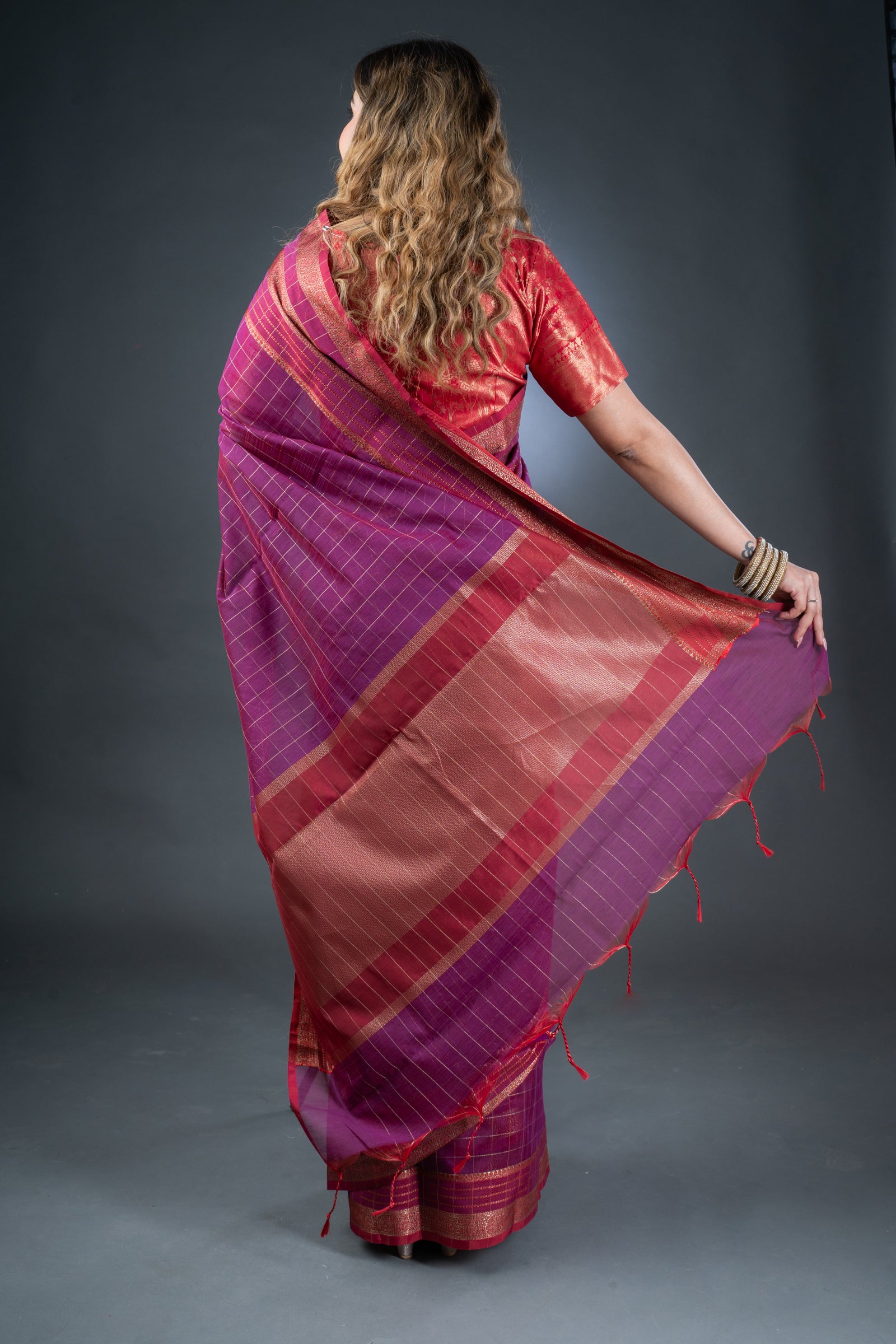 Regal Purple Chanderi Cotton Saree