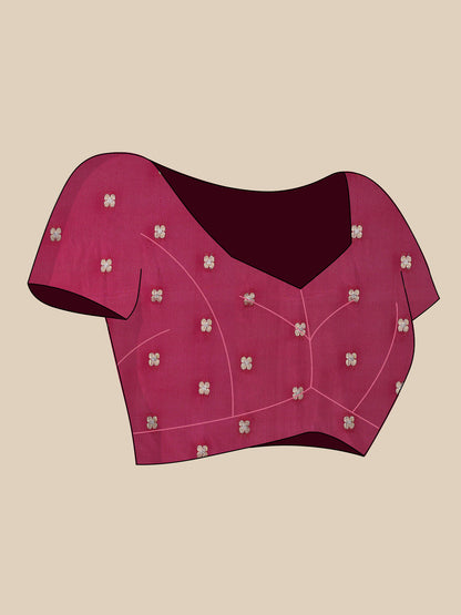 Wine Silk Blend Woven Saree