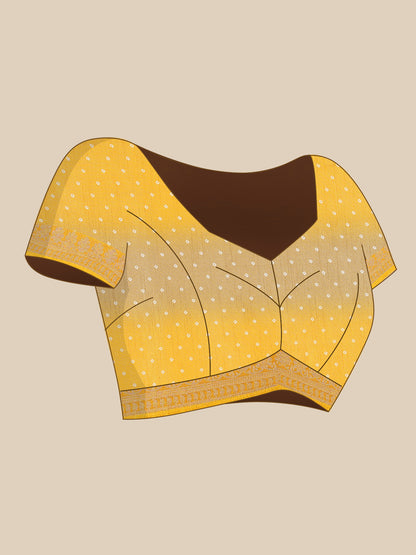 Yellow Georgette Bandhani Print Saree